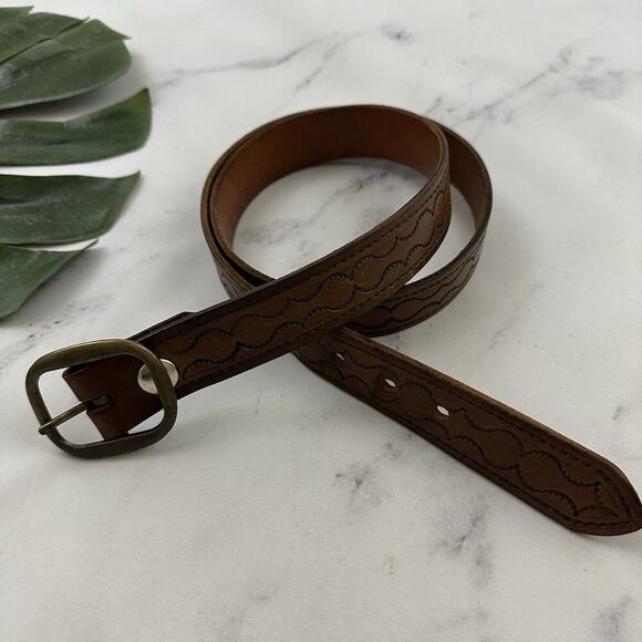 Stonewedge Leather Womens Vintage Belt Size 36 Brown Tooled Western - Picture 1 of 5